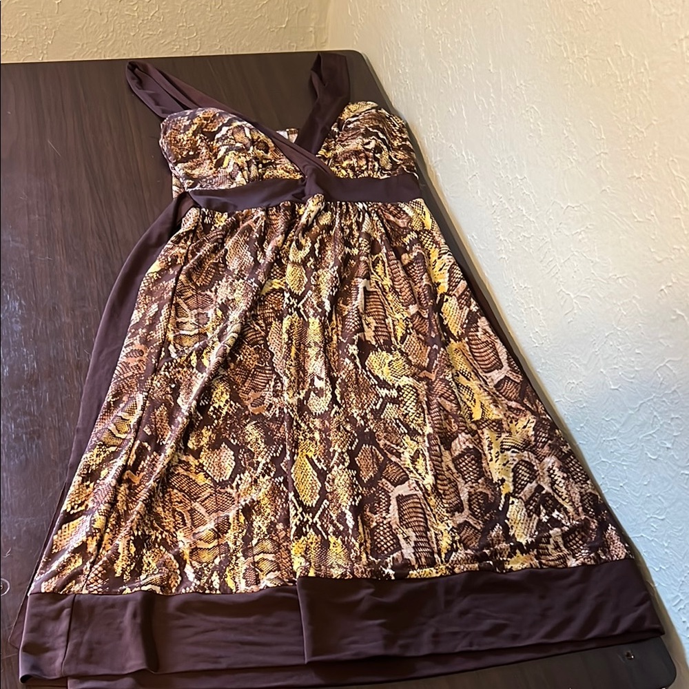 Pretty Young Thing size small Brown Snake Print Dress